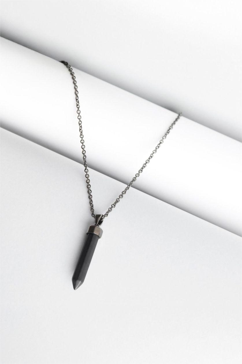 Men Black AtolyeWolf x DeFacto Unisex Steel Chain Necklace