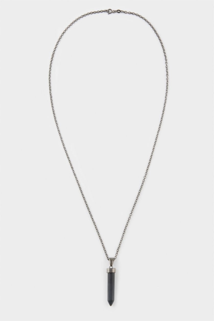 Men Black AtolyeWolf x DeFacto Unisex Steel Chain Necklace