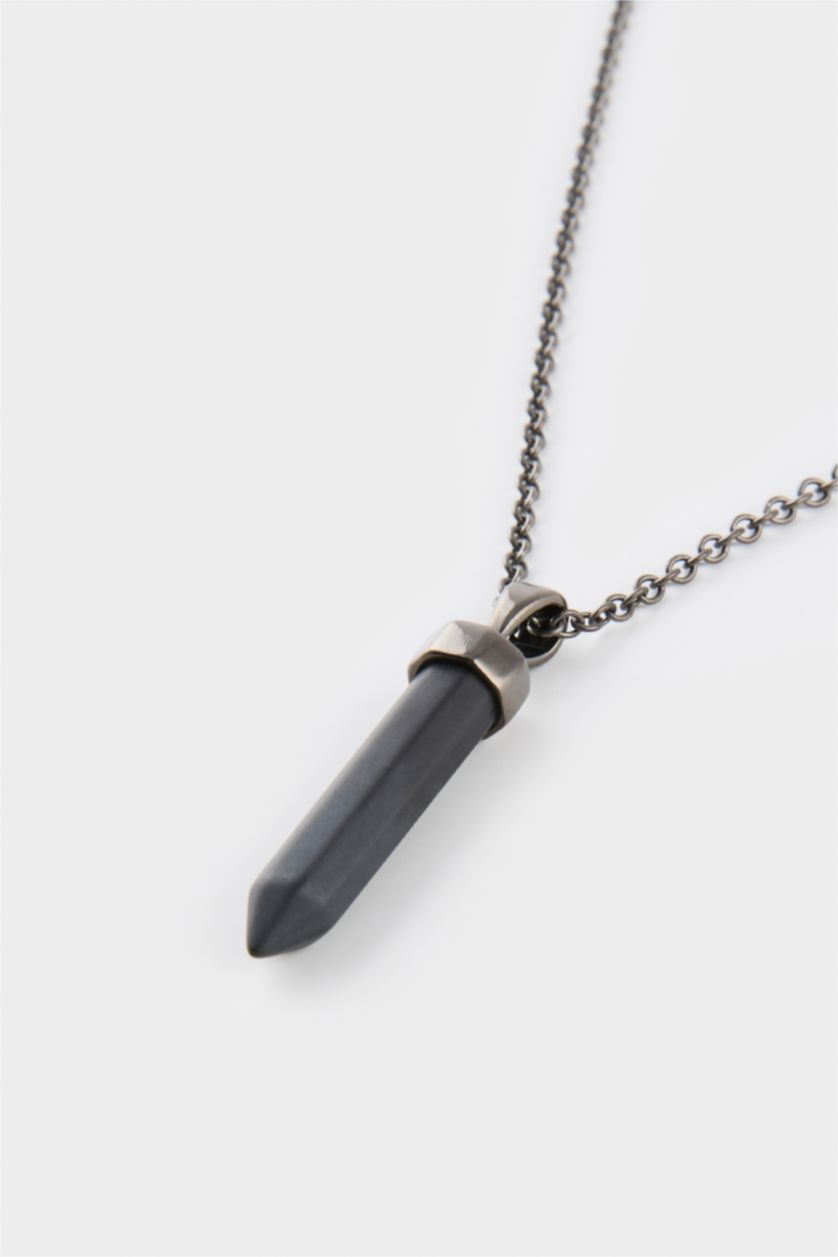 Men Black AtolyeWolf x DeFacto Unisex Steel Chain Necklace
