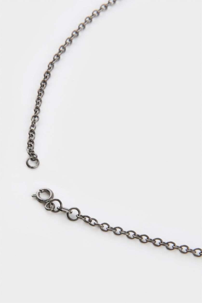 Men Black AtolyeWolf x DeFacto Unisex Steel Chain Necklace