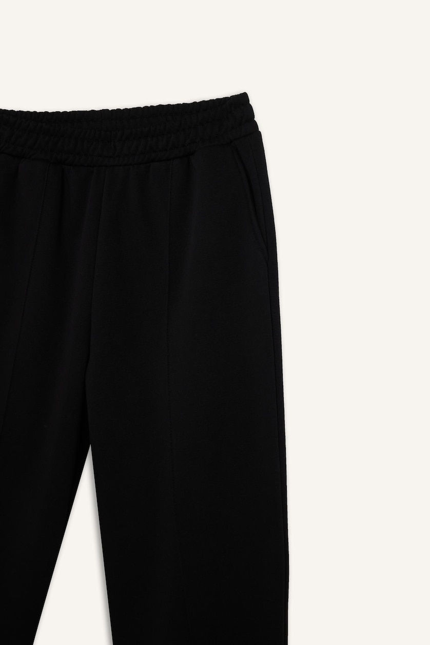 Kadın Siyah Jogger Fıt Kalın Kumaş Pantolon
