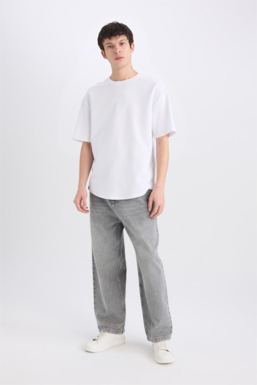 رجال رمادي بنطلون جينز برجل واسع وايد ليج