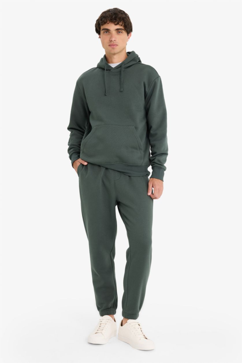 MAN Dark Green Regular Fit Elastic Legs Basic Jogger Sweatpants