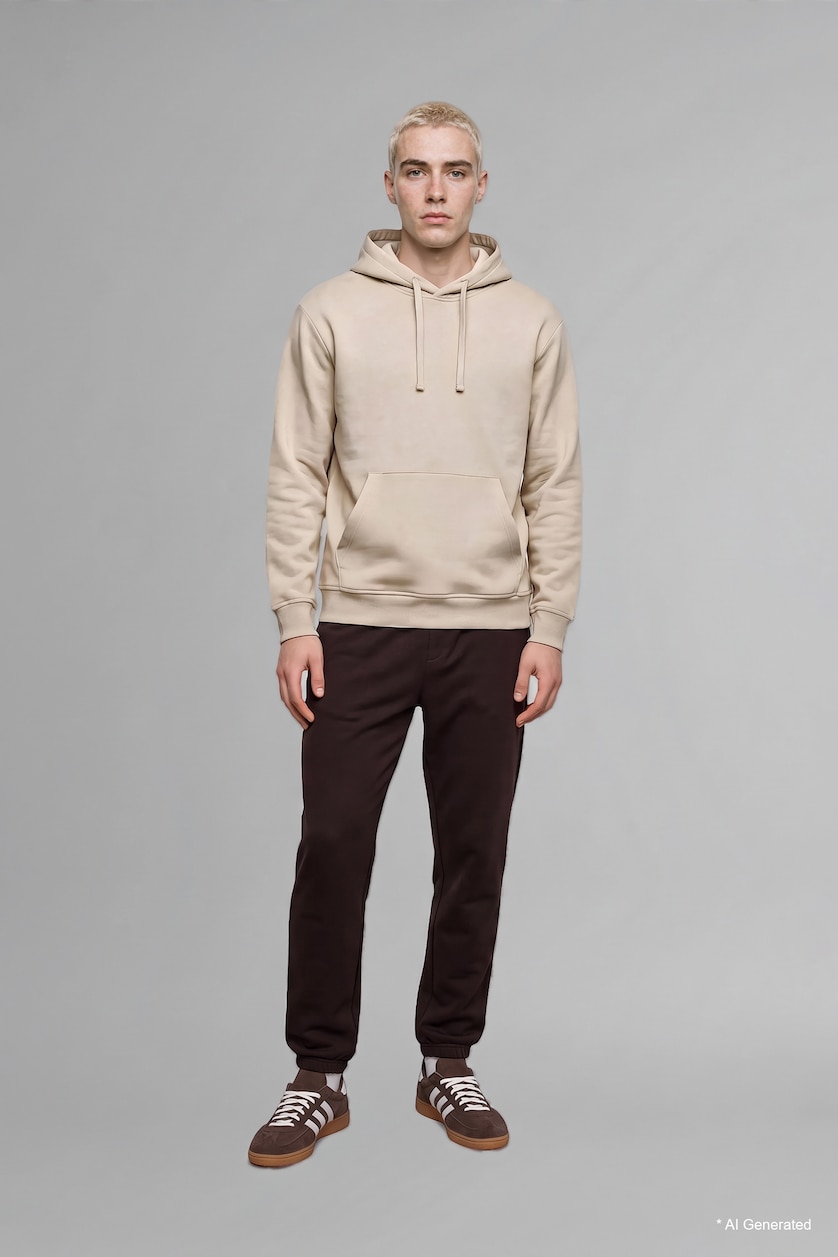 MAN Brown Regular Fit Long Jogger Trousers with Pockets