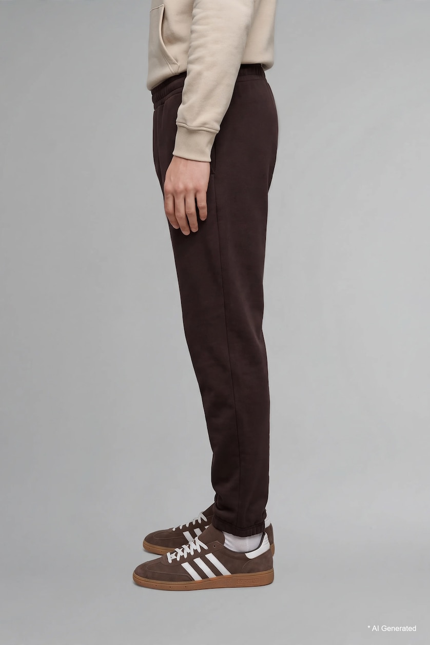 MAN Brown Regular Fit Long Jogger Trousers with Pockets