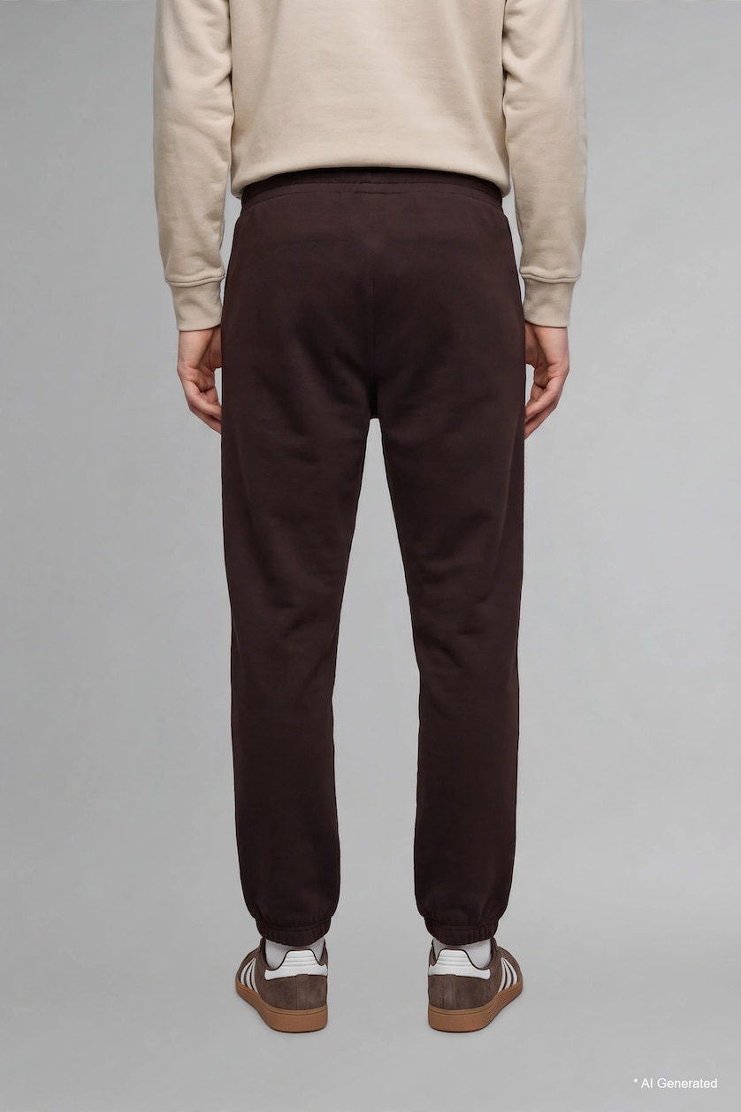 MAN Brown Regular Fit Long Jogger Trousers with Pockets