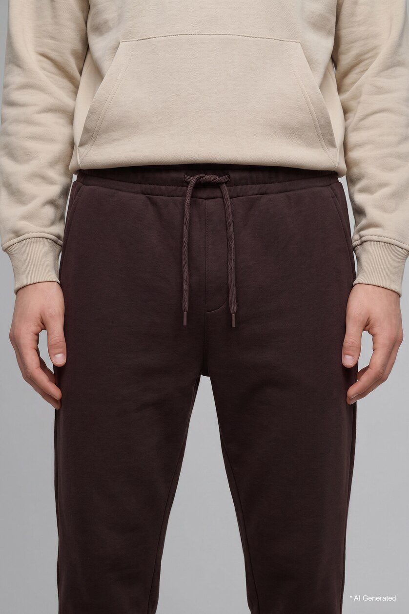 MAN Brown Regular Fit Long Jogger Trousers with Pockets