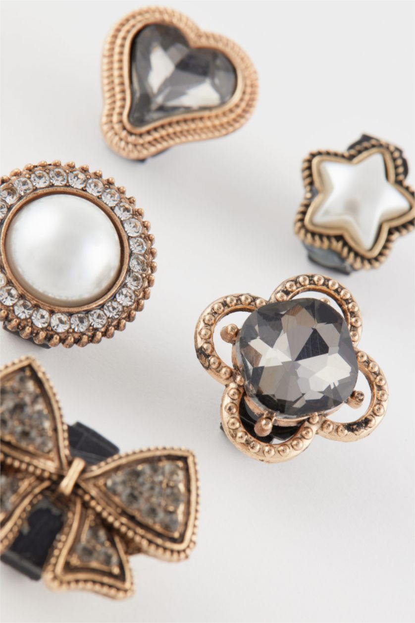 Kadın Karma Kadın 5'li Taş Detaylı Terlik Süsü