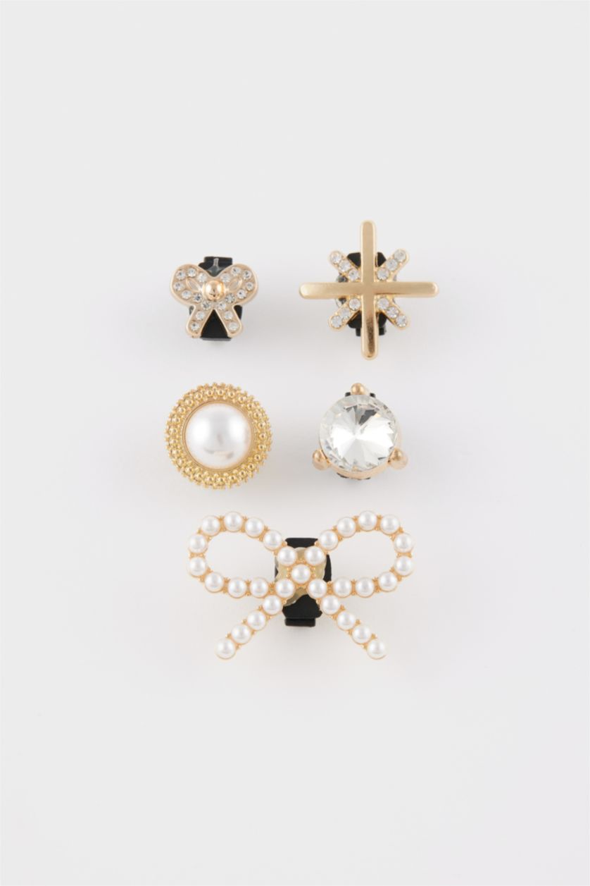 Kadın Karma Kadın 5'li Taş Detaylı Terlik Süsü