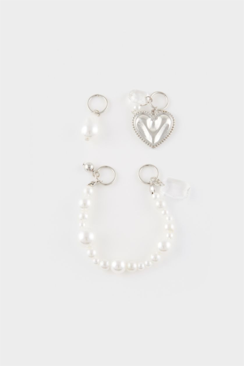 Kadın Karma Kadın 3'lü İnci Detaylı Terlik Süsü