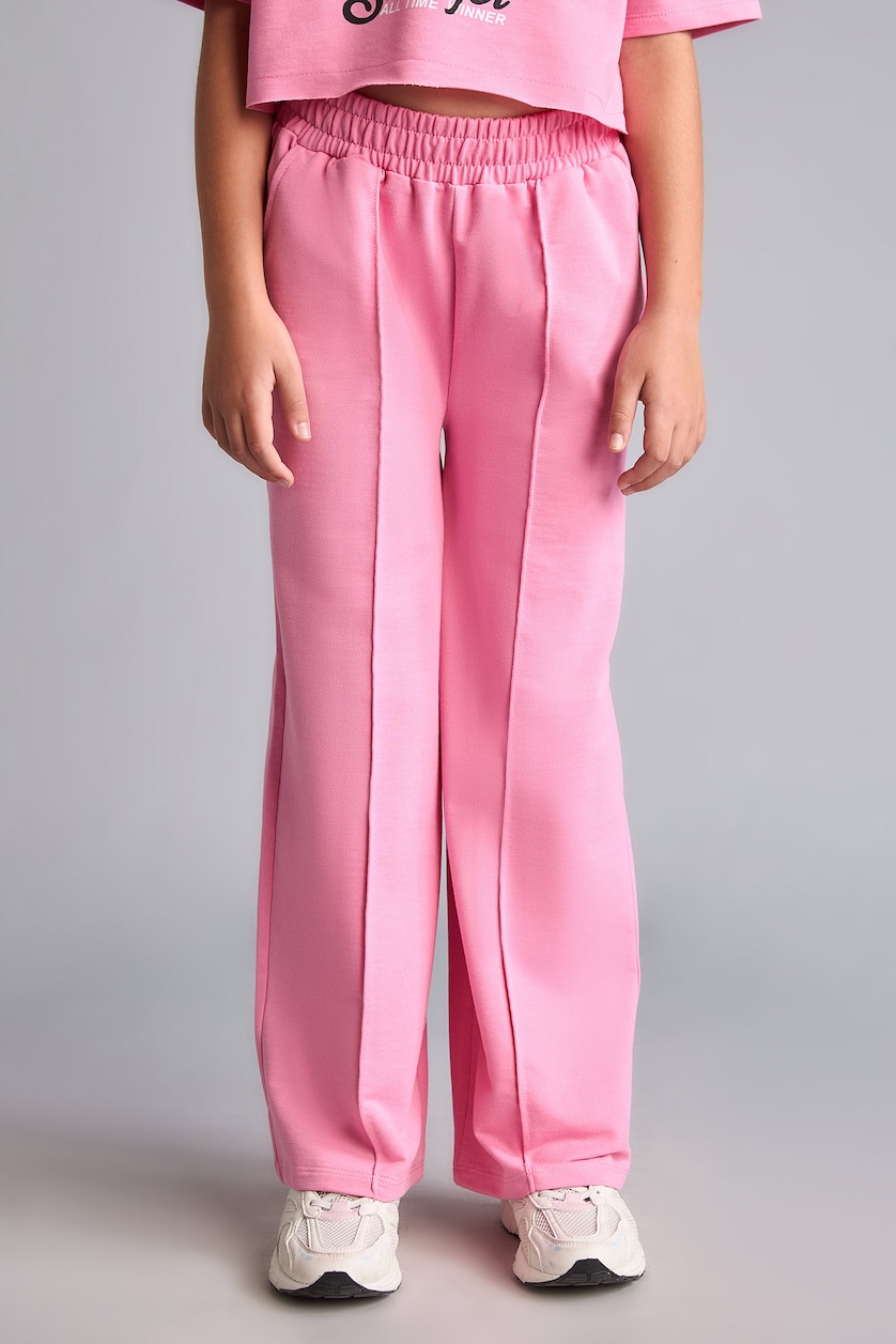 Young Girls - Teen Girls Pink Woman 2 piece Crew Neck Printed Set