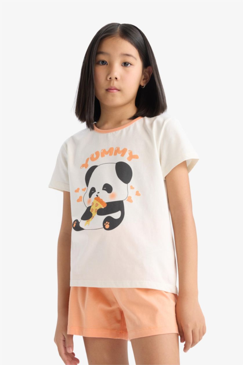 FILLES Écru Ensemble pyjama imprimé à manches courtes avec short pour fille