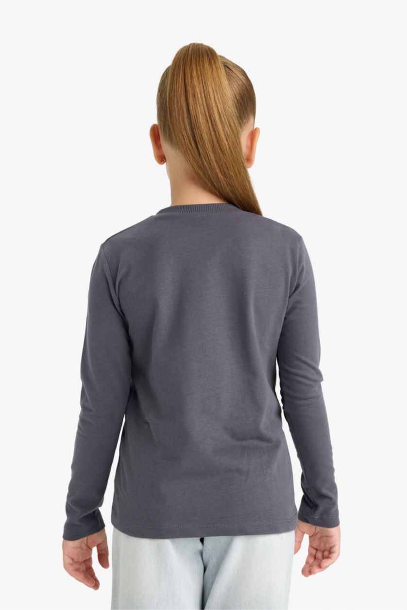 Girls & Teens Anthracite Girl Regular Fit Crew Neck 2 Piece T-Shirt