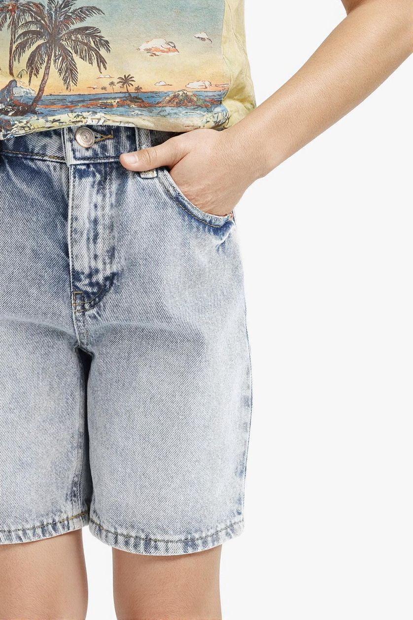 Kız Çocuk - Genç Kız Buz Mavi Jean Şort Kız Çocuk