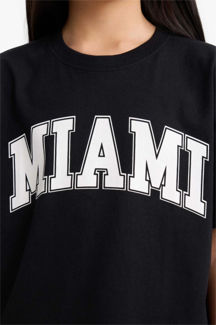 Girls & Teens Black Girl Relax Fit Crew Neck Printed Short Sleeve T-Shirt