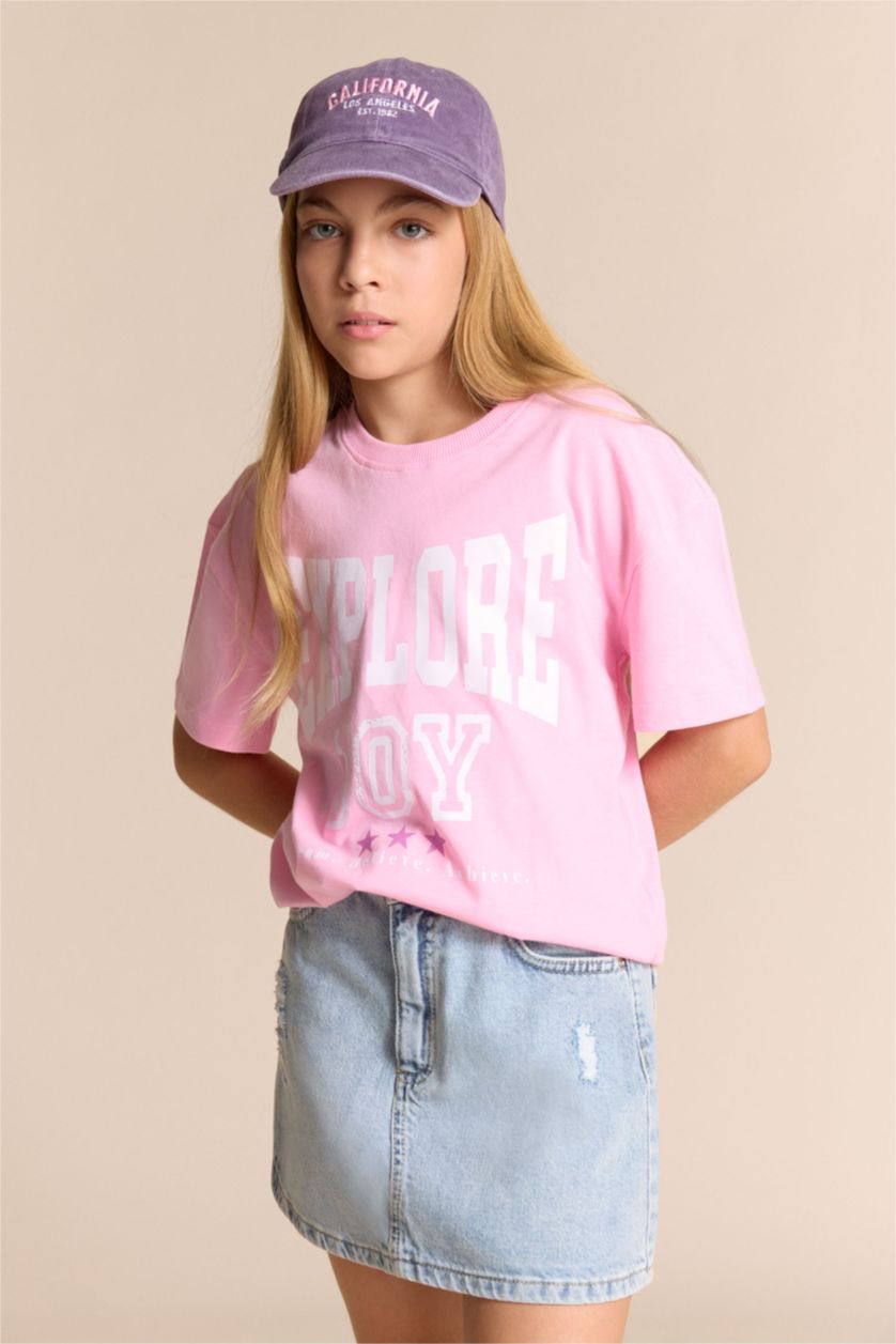 FILLES Rose Clair T-shirt imprimé à manches courtes Coupe décontractée pour fille