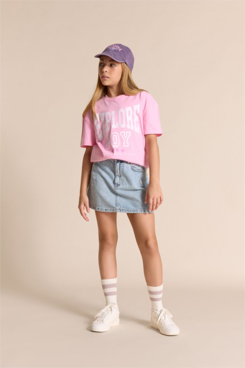FILLES Rose Clair T-shirt imprimé à manches courtes Coupe décontractée pour fille