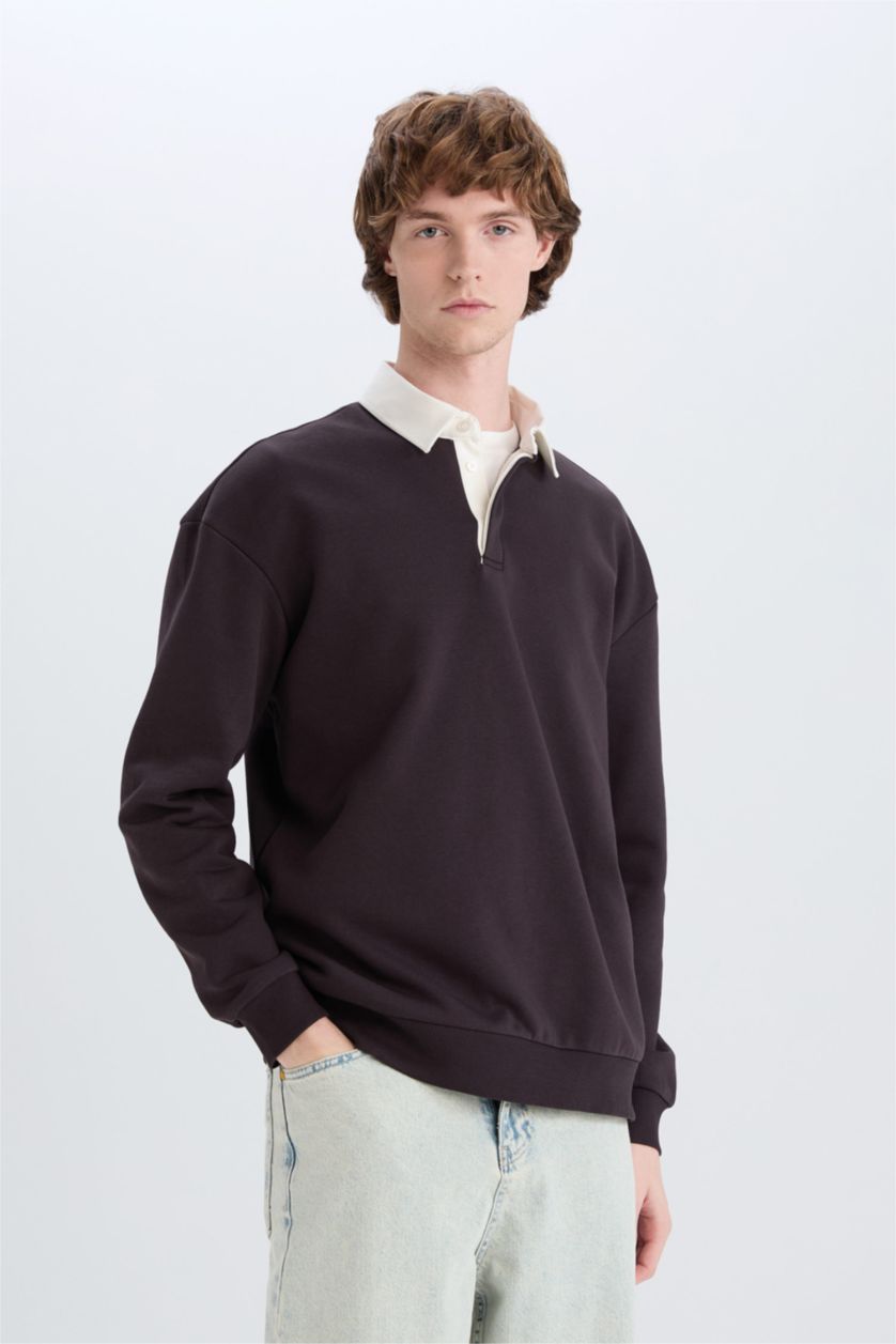 Man Brown Boxy Fit Sweatshirt