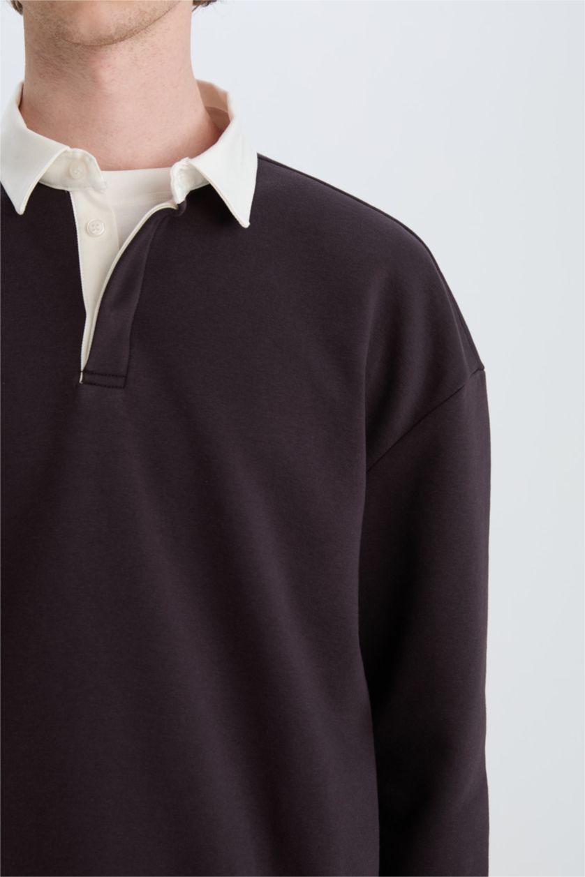 Man Brown Boxy Fit Sweatshirt