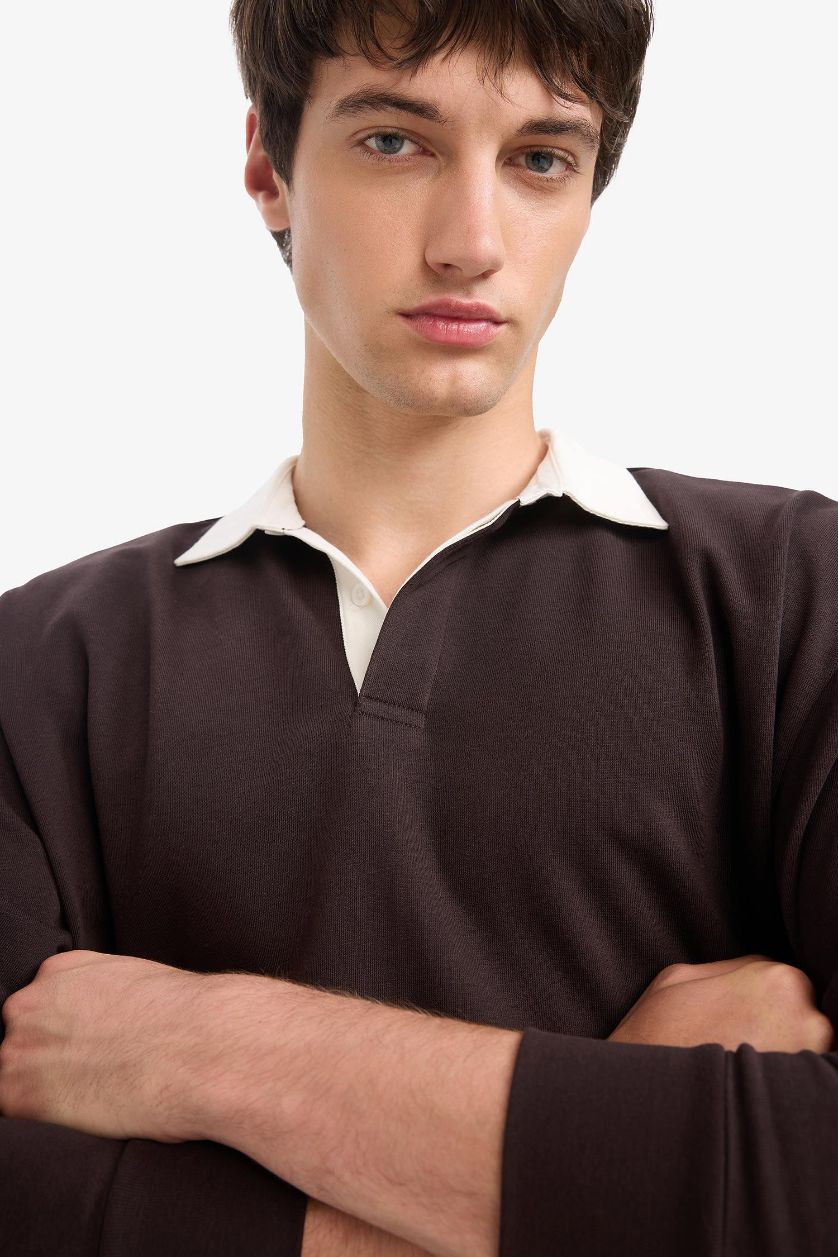 رجال بني سويت شيرت أوفر سايز بياخة بولو