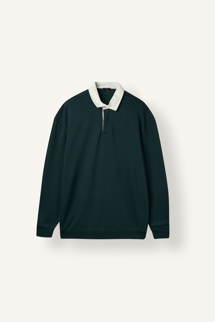 Erkek Koyu Yeşil Boxy Fıt Sweatshirt