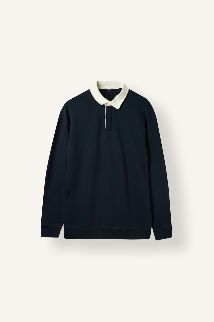 Erkek Lacivert Boxy Fıt Sweatshirt