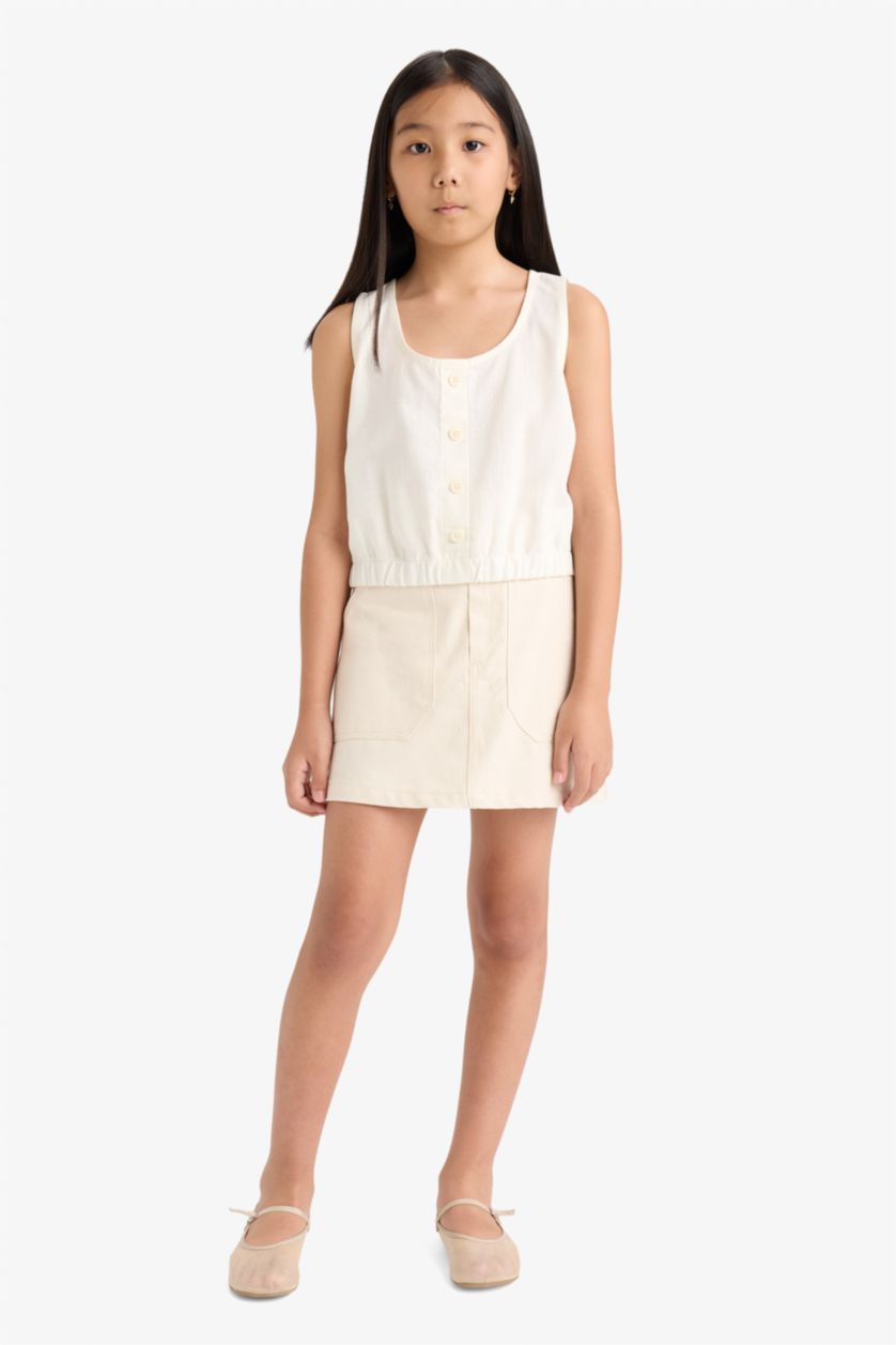 Girls & Teens Ecru Girl Short Sleeve Blouse