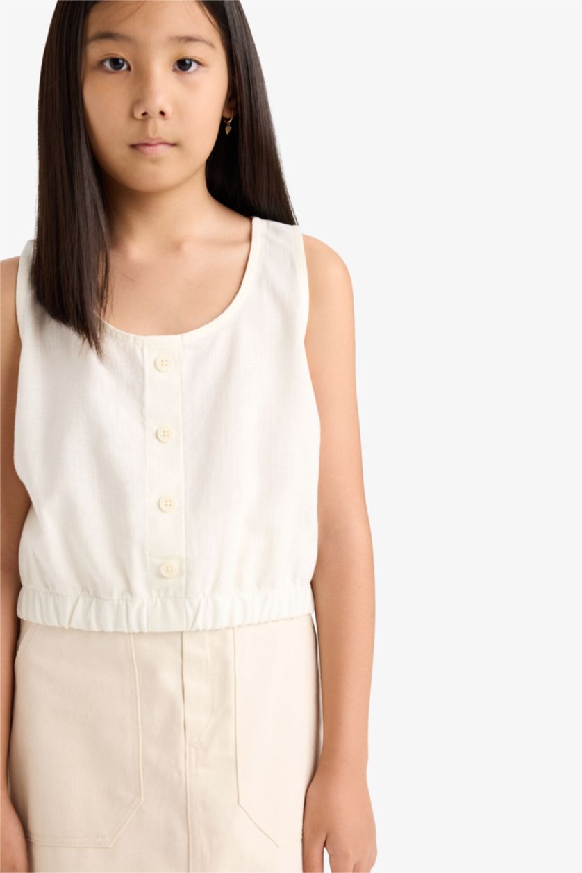 Girls & Teens Ecru Girl Short Sleeve Blouse