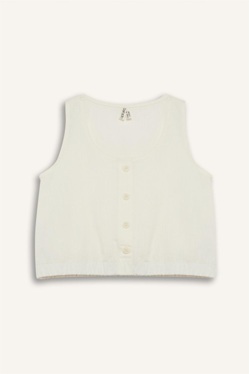 Girls & Teens Ecru Girl Short Sleeve Blouse