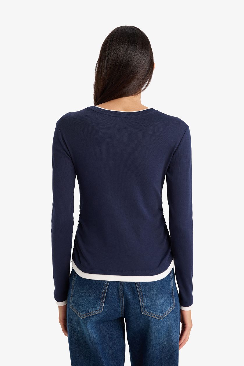Woman NAVY Slim Fit Ribbed T-Shirt
