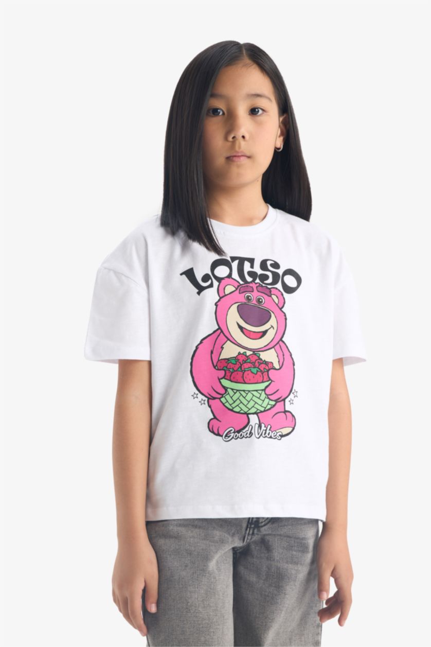 Kız Çocuk - Genç Kız Beyaz Toy Story Relax Fit Bisiklet Yaka Kısa Kollu Tişört Kız Çocuk