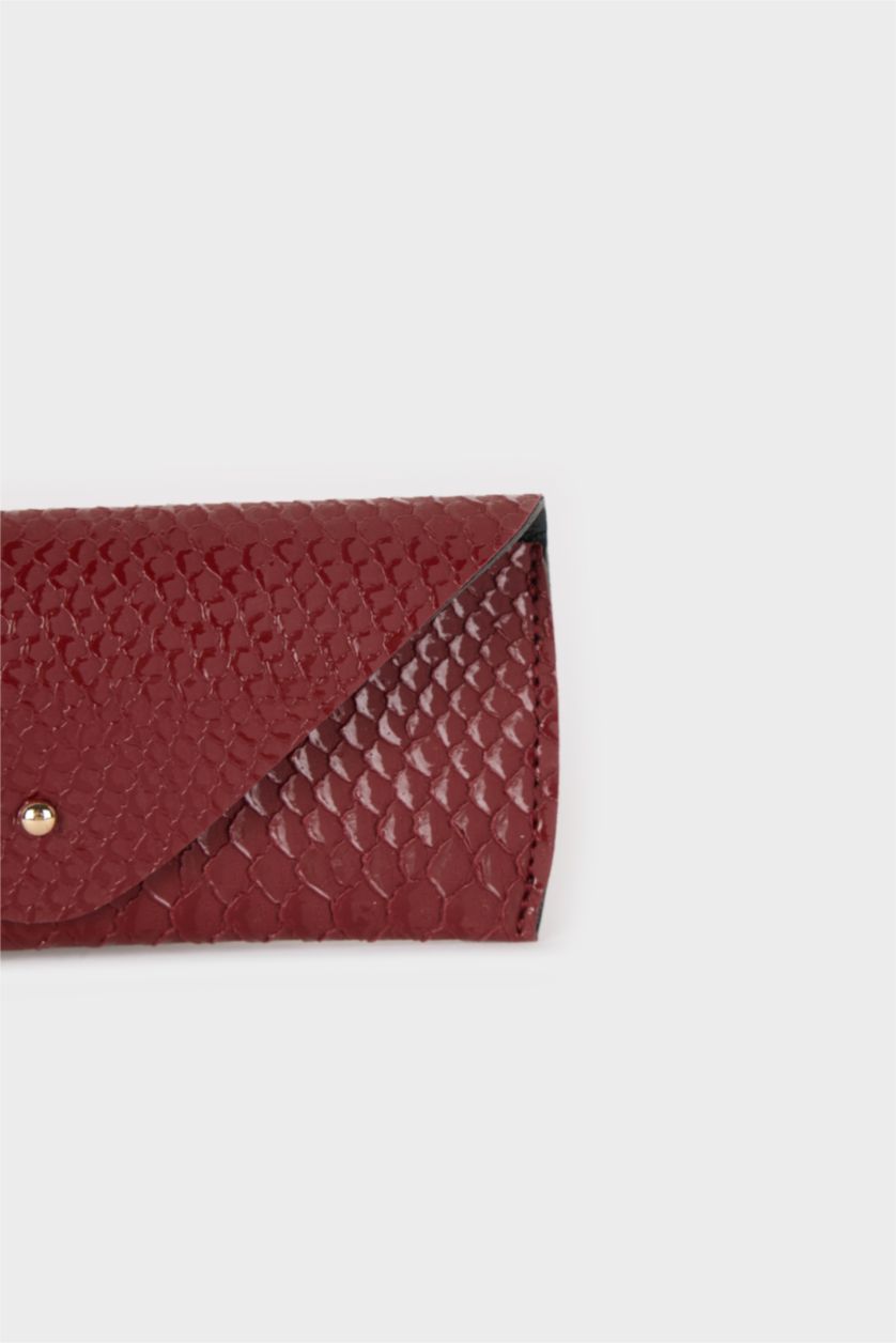 Kadın Bordo Kadın Yılan Derisi Desenli Güneş Gözlüğü Kılıfı