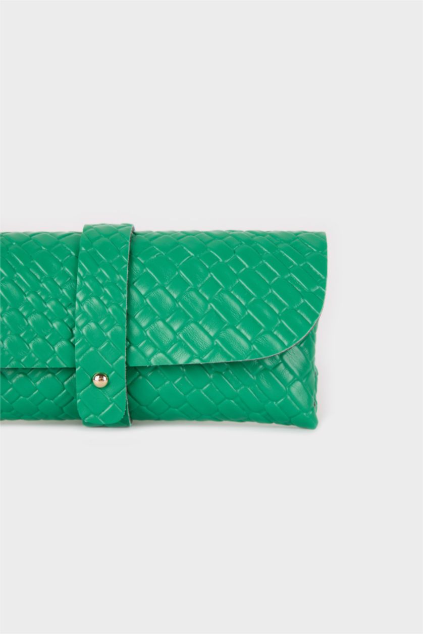 Kadın Yeşil Kadın Örgü Desenli Güneş Gözlüğü Kılıfı