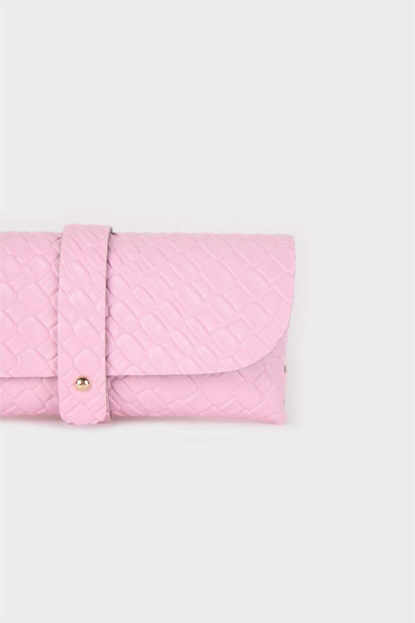 Kadın Açık Pembe Kadın Örgü Desenli Güneş Gözlüğü Kılıfı