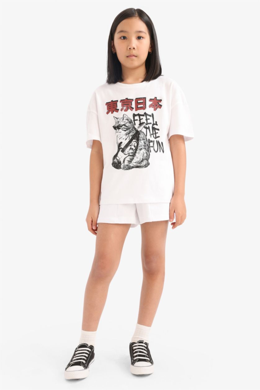 Young Girls - Teen Girls White Girl Elastic Waist Basic Shorts