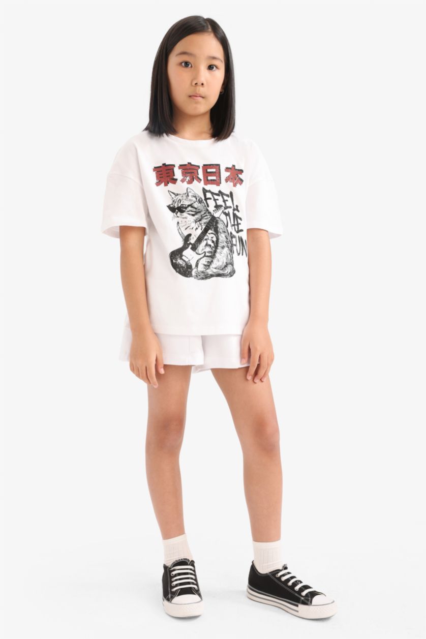 Young Girls - Teen Girls White Girl Elastic Waist Basic Shorts