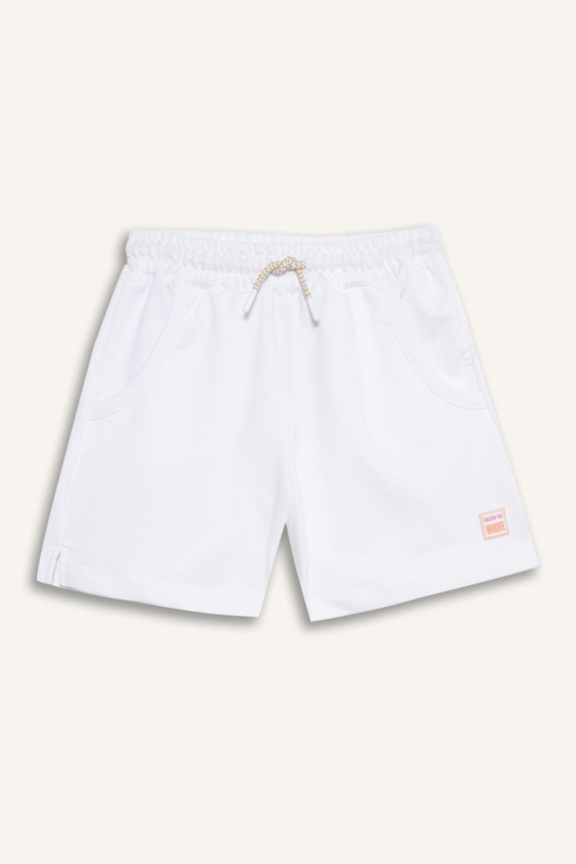 Kız Çocuk - Genç Kız Beyaz Beli Lastikli Beyaz Şort Kız Çocuk