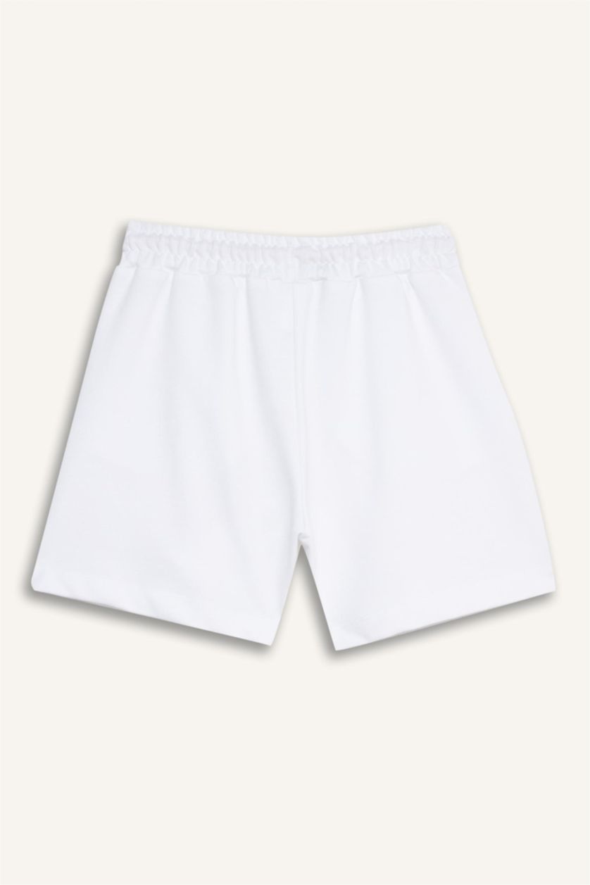 Kız Çocuk - Genç Kız Beyaz Beli Lastikli Beyaz Şort Kız Çocuk