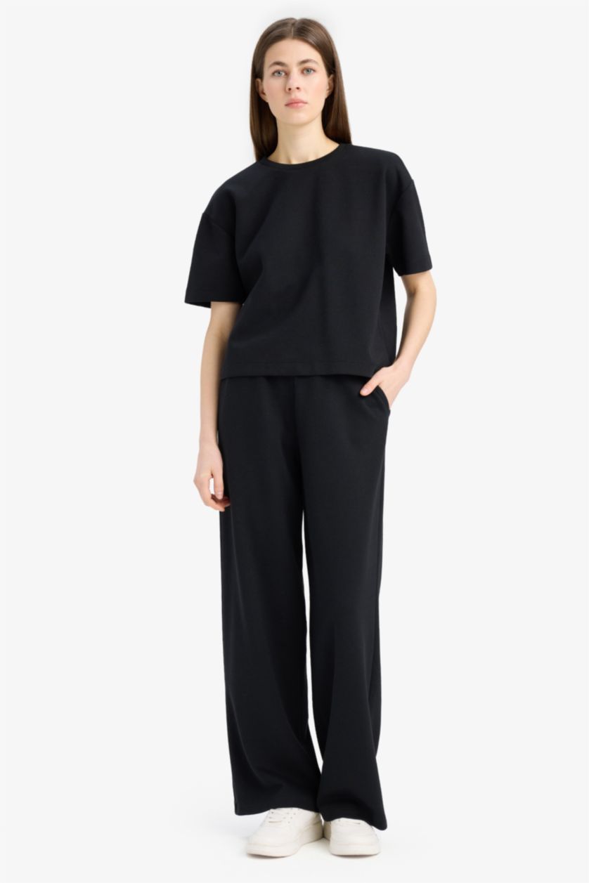 نساء أسود سيت قصة مريحة - قطعتين