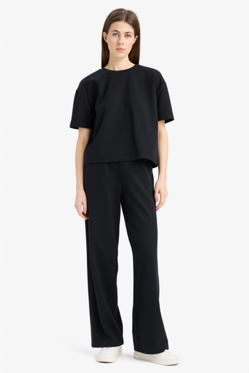 نساء أسود سيت قصة مريحة - قطعتين