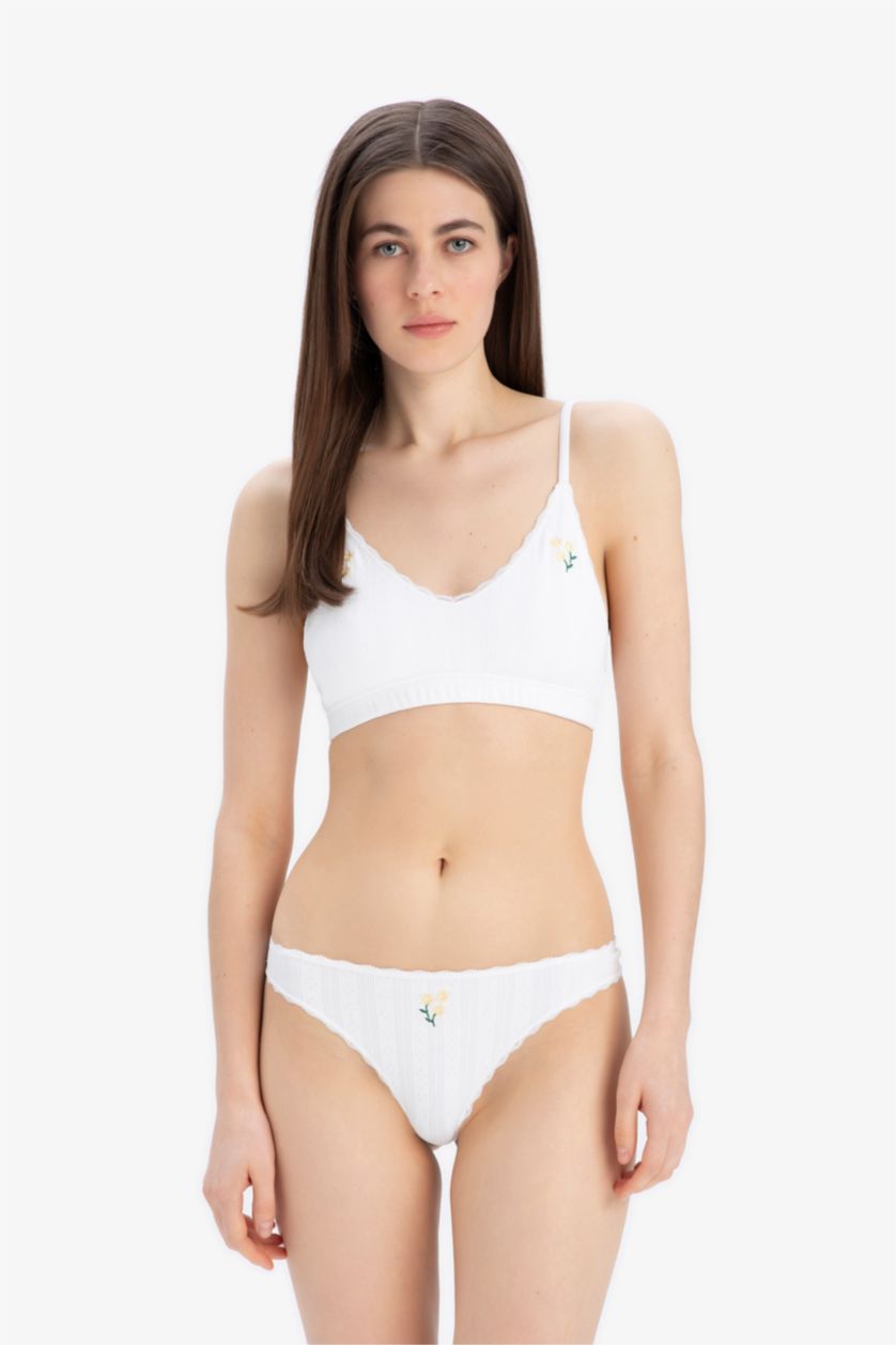 Kadın Ekru Kadın Çiçekli 2'li Takım Sütyen Külot