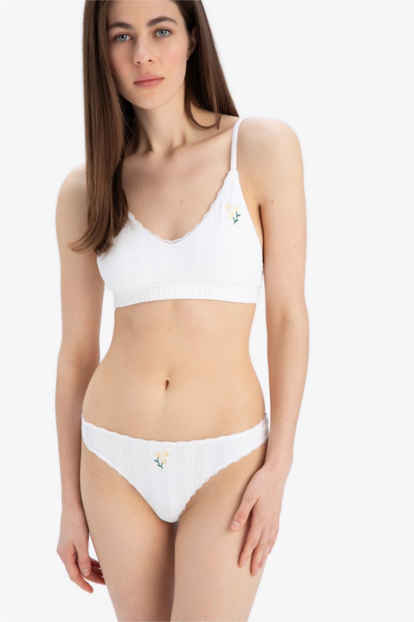 Kadın Ekru Kadın Çiçekli 2'li Takım Sütyen Külot
