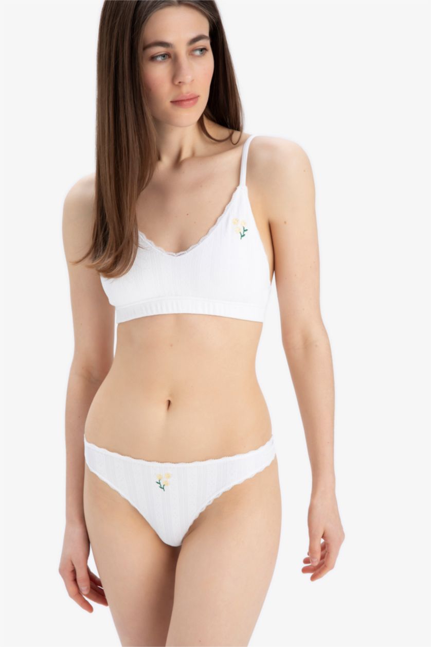 Kadın Ekru Kadın Çiçekli 2'li Takım Sütyen Külot