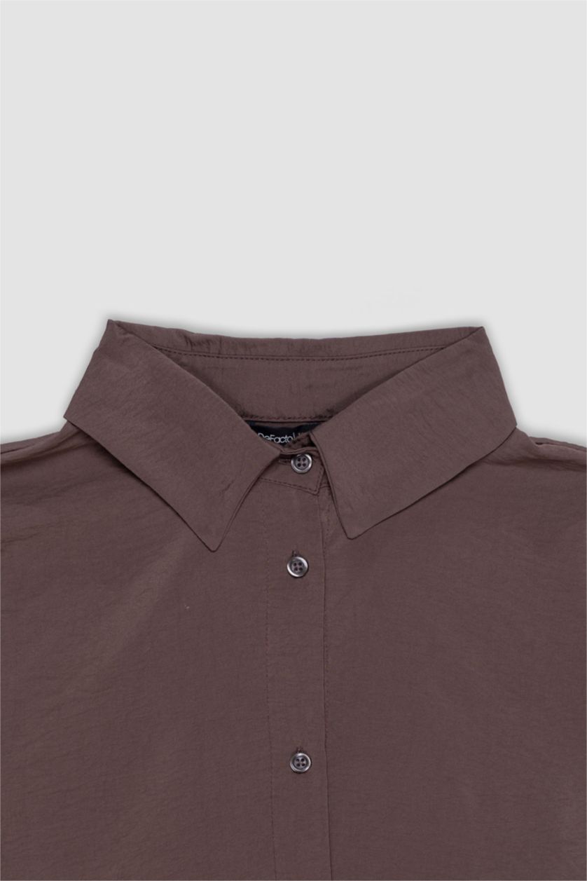 Kadın Kahve Oversıze Gömlek