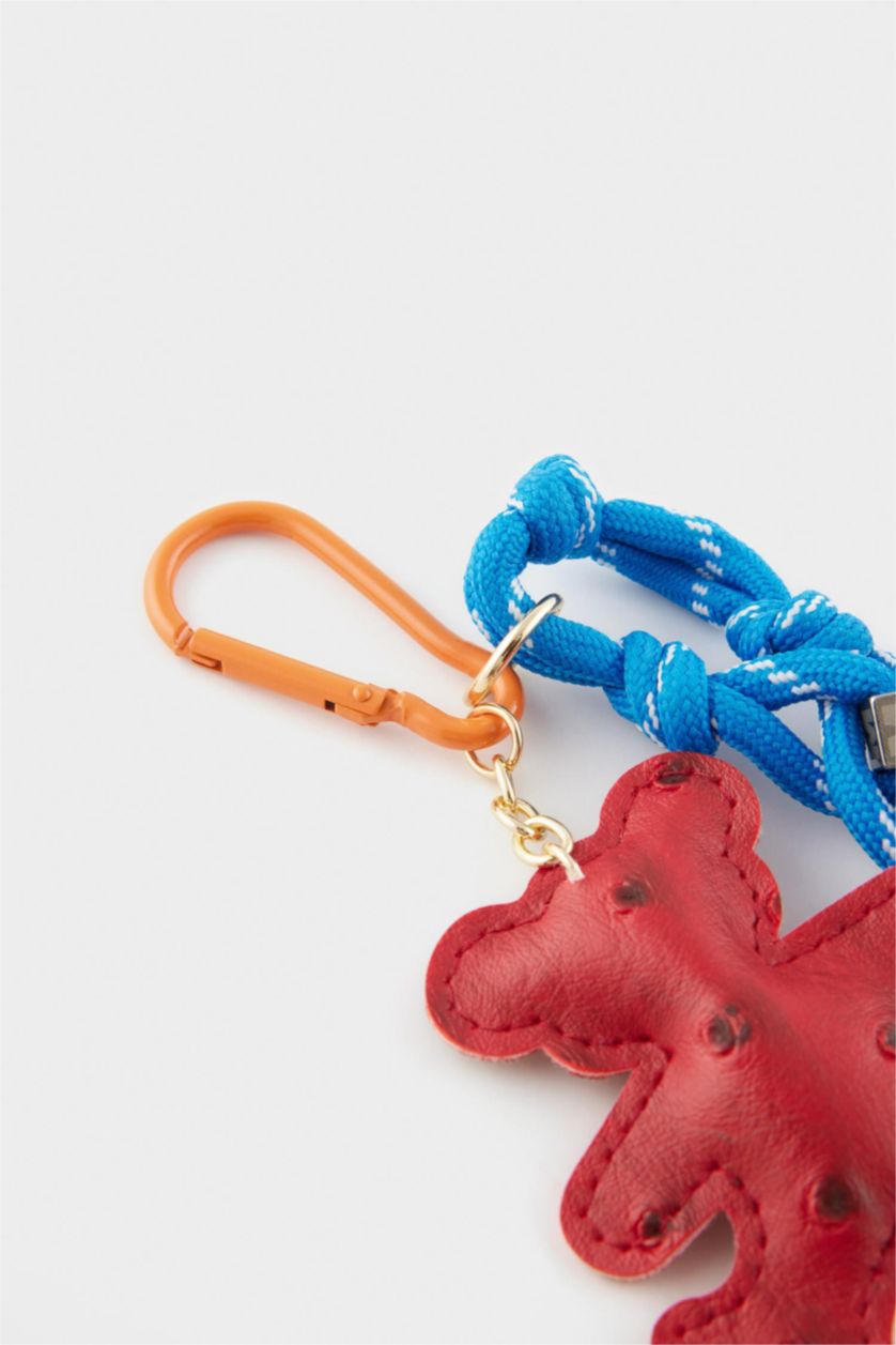 Kadın Karma Kırmızı Ayıcık Suni Deri Charm Anahtarlık