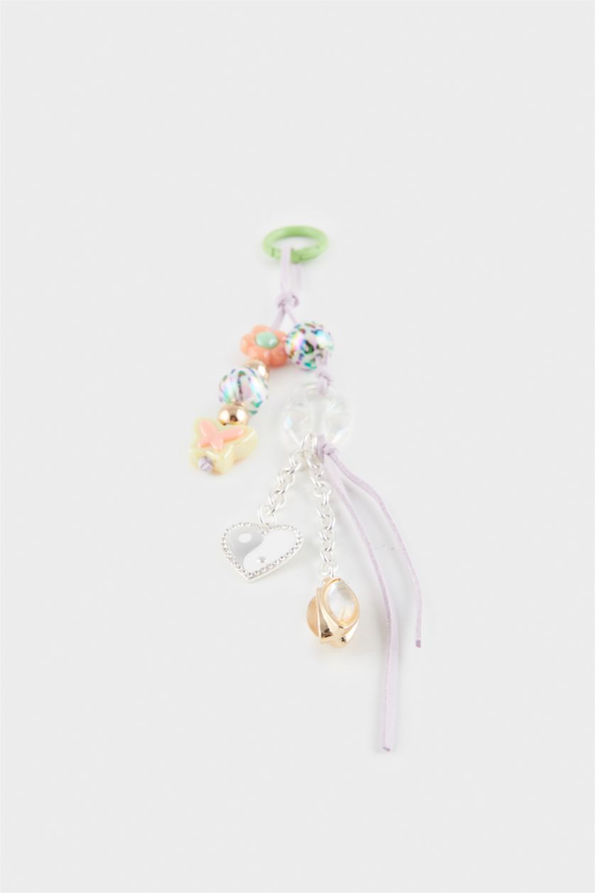 Kadın Karma Kadın Kalpli Kelebekli Charm Anahtarlık