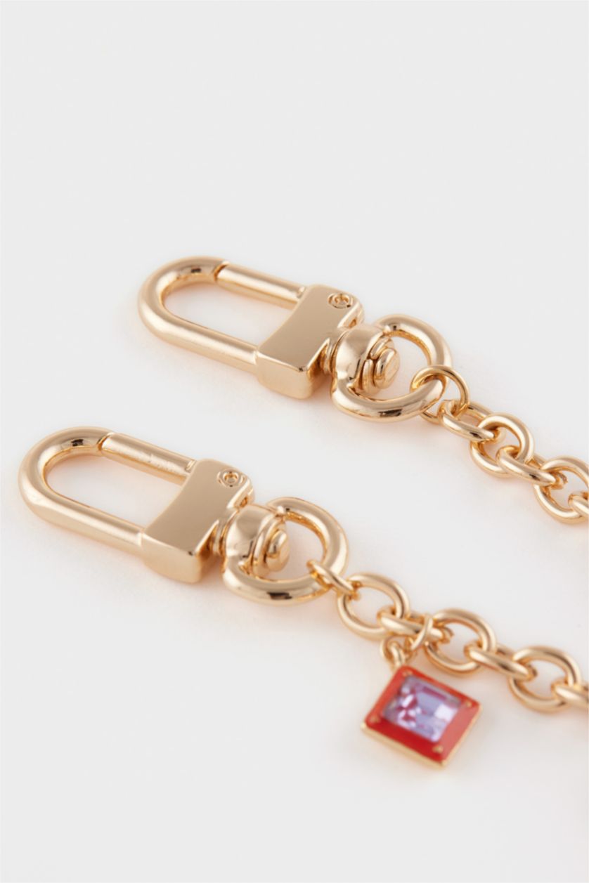 Kadın Karma Kadın Fil Dişi Detaylı Gold Charm Anahtarlık