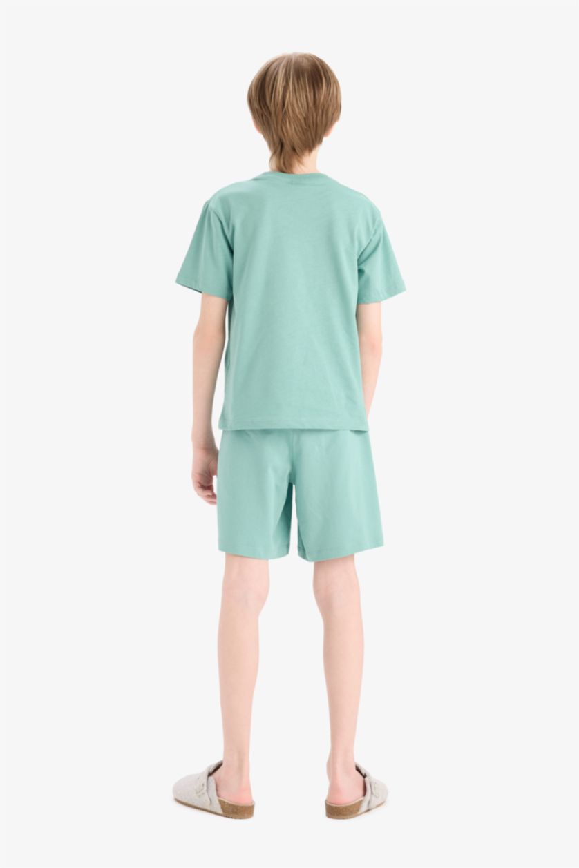 Мальчики и подростки Зеленый Комплект пижам для малышей: футболка с коротким рукавом и шорты с эластичной талией