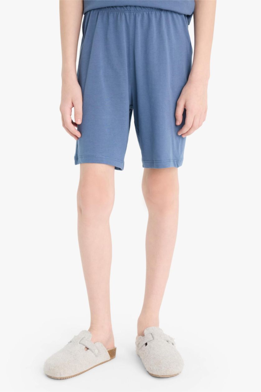 Erkek Çocuk - Genç Erkek İndigo Erkek Çocuk Pijama Takımı Baskılı Kısa Kollu Tişört Beli Lastikli Şort