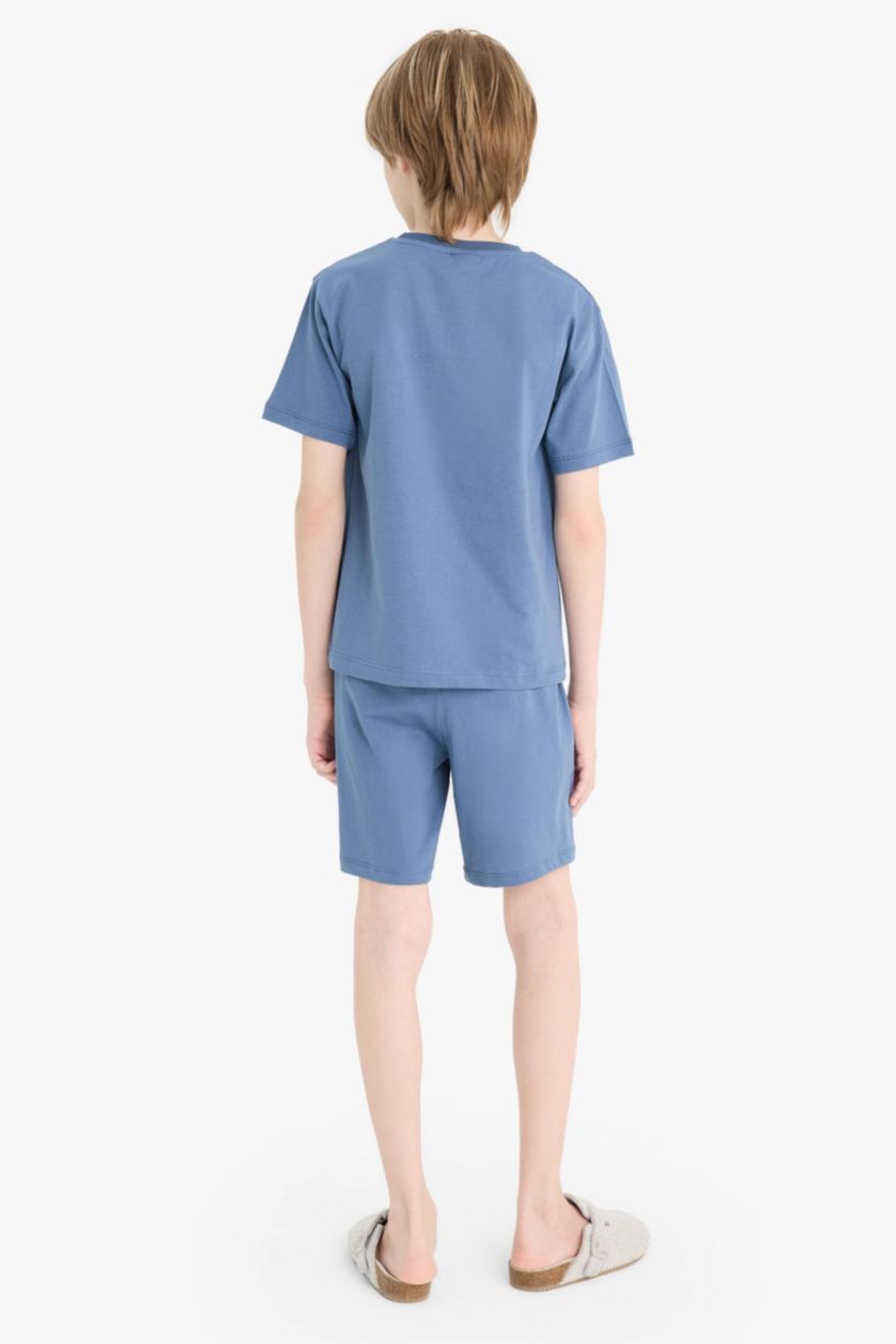 Erkek Çocuk - Genç Erkek İndigo Erkek Çocuk Pijama Takımı Baskılı Kısa Kollu Tişört Beli Lastikli Şort